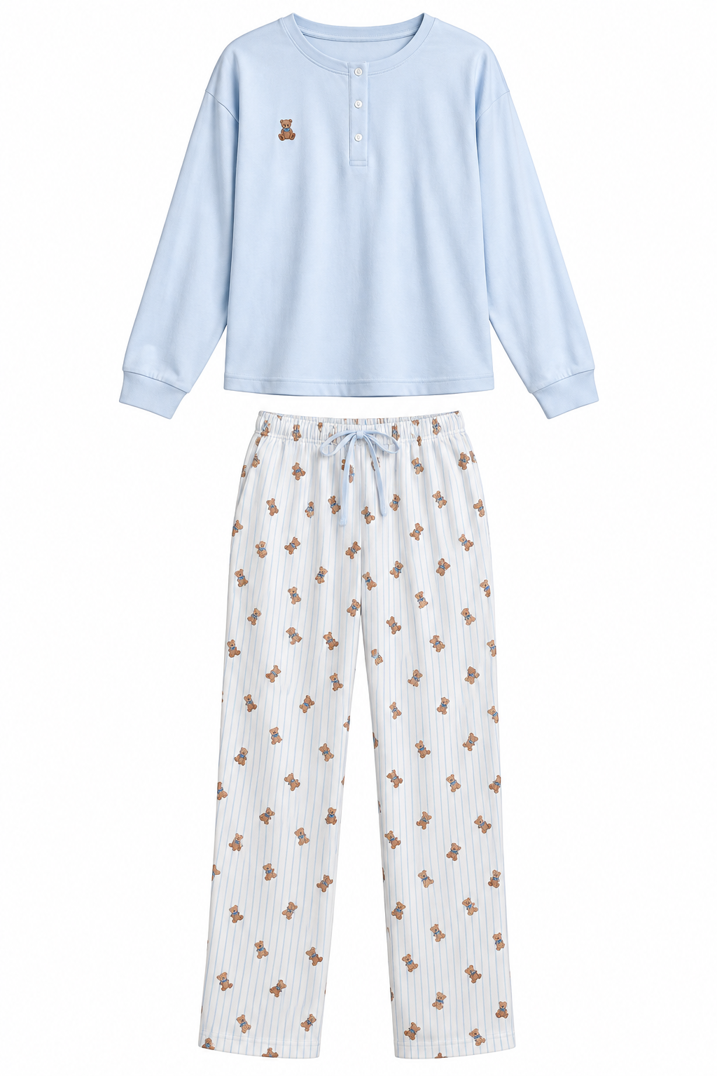 PIJAMA RAYAS OSO AZUL