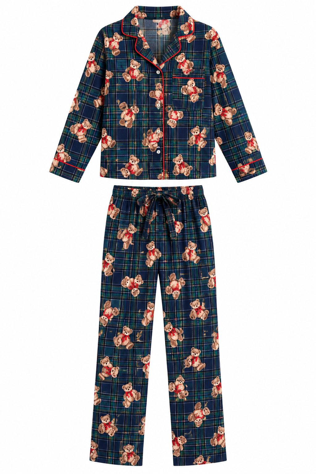 PIJAMA CUADROS OSO VERDE