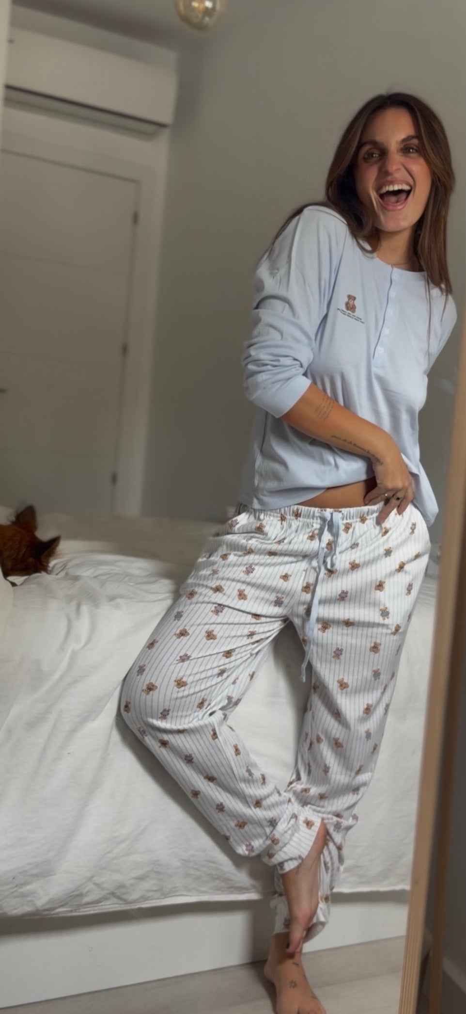 PIJAMA RAYAS OSO AZUL