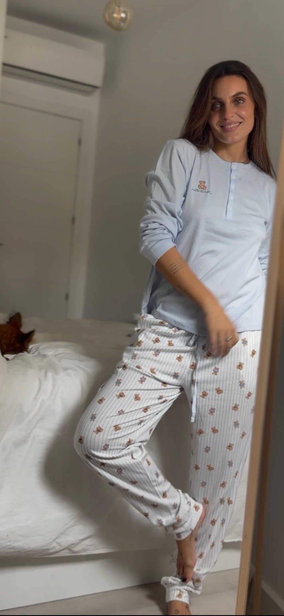 PIJAMA RAYAS OSO AZUL