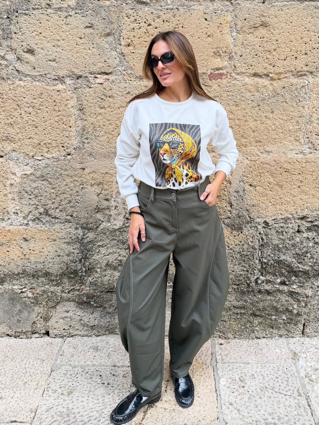 PANTALÓN BALLOON STITCH VERDE
