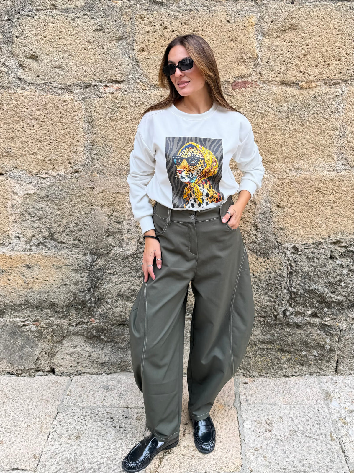 PANTALÓN BALLOON STITCH VERDE