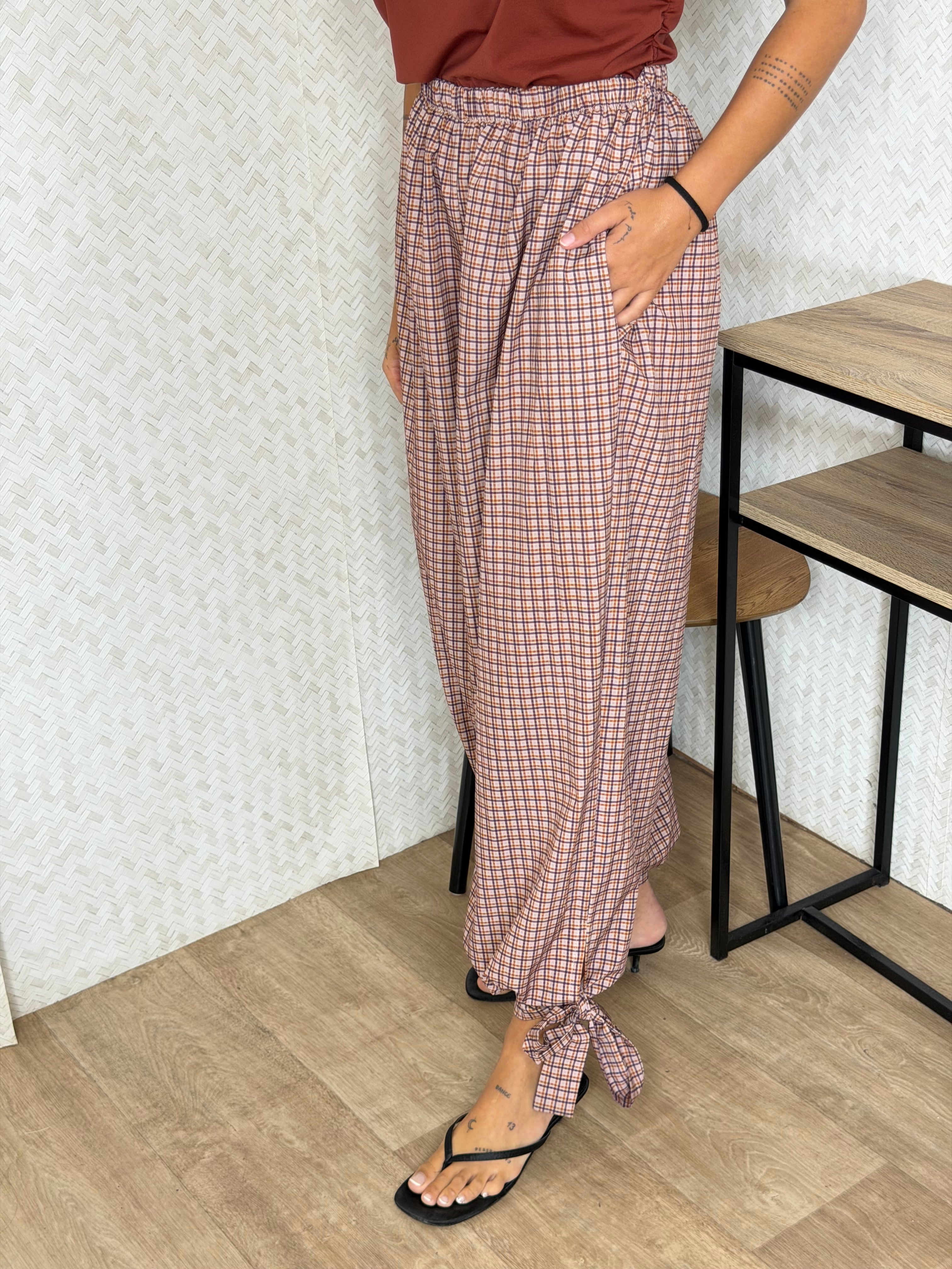 PANTALÓN CUADRO TEJA