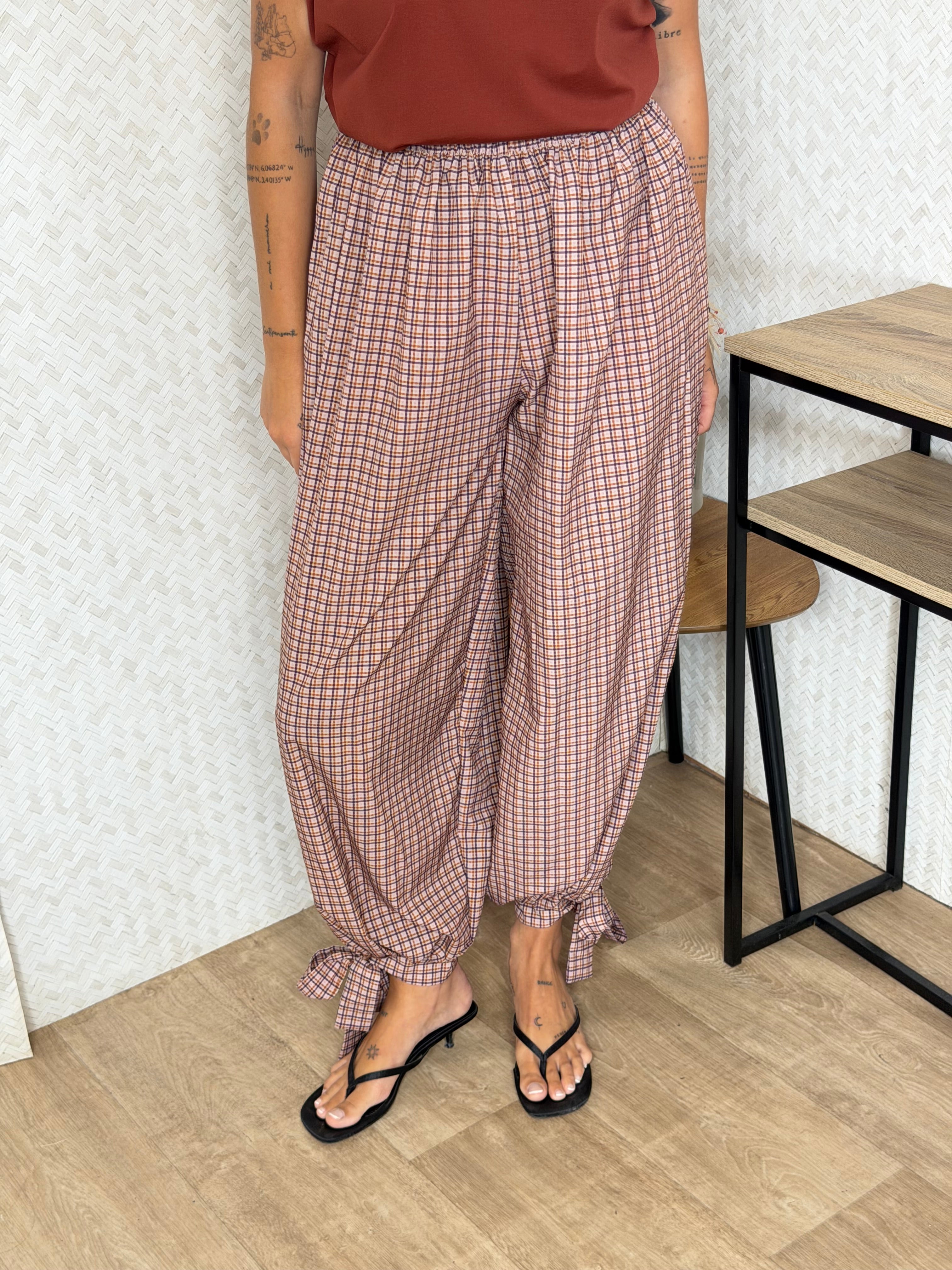 PANTALÓN CUADRO TEJA